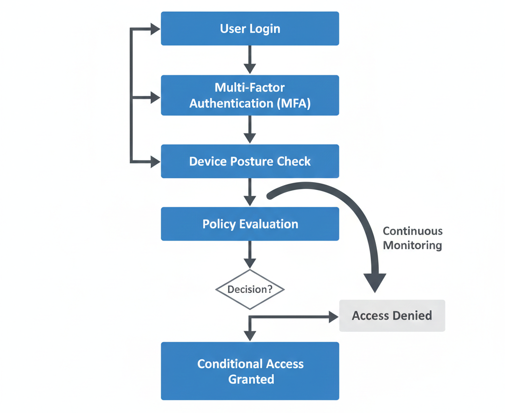 Step-by-step Zero Trust enforcement flowchart